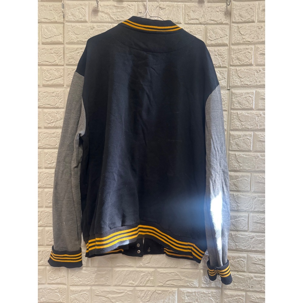 Red Ape Authentic Varsity Jacket Mens 3XL Black Grey Yellow Patch Bomber Fleece - Picture 8 of 8
